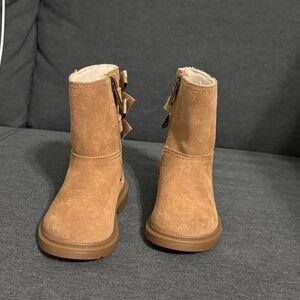 UGG Tan Suede Kids Boots with Side Zipper